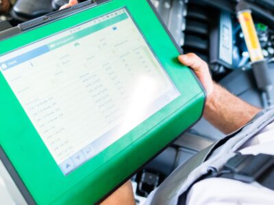 Car diagnostics software on a touchscreen device