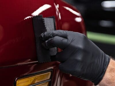 Ceramic coating a red car