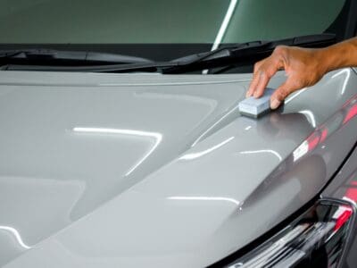 Ceramic coating a silver car