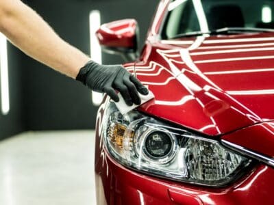 Ceramic coating a red car